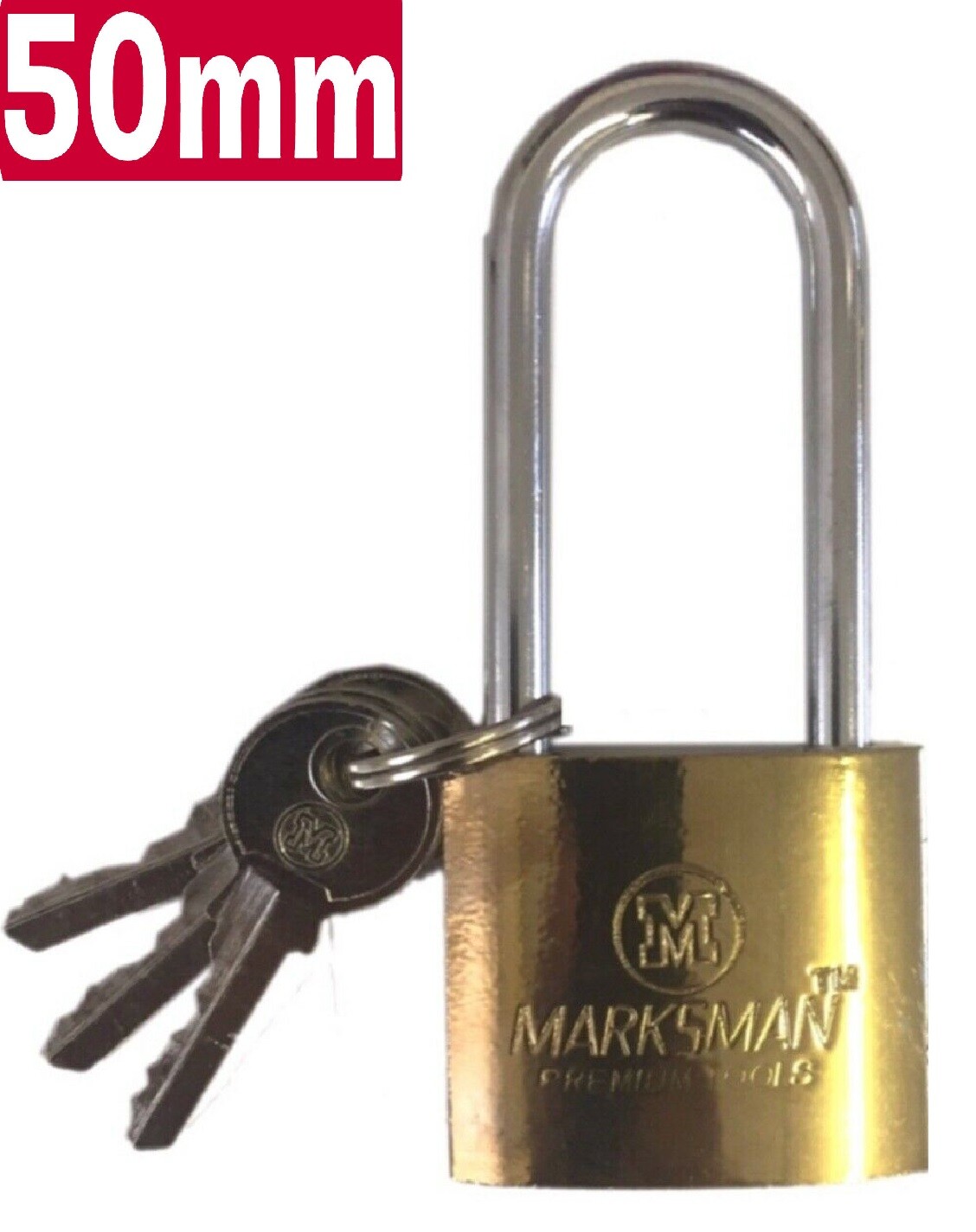 SOLID BRASS Padlock 50mm/2" Wide Long Shackle Large Loop Security Safety Lock