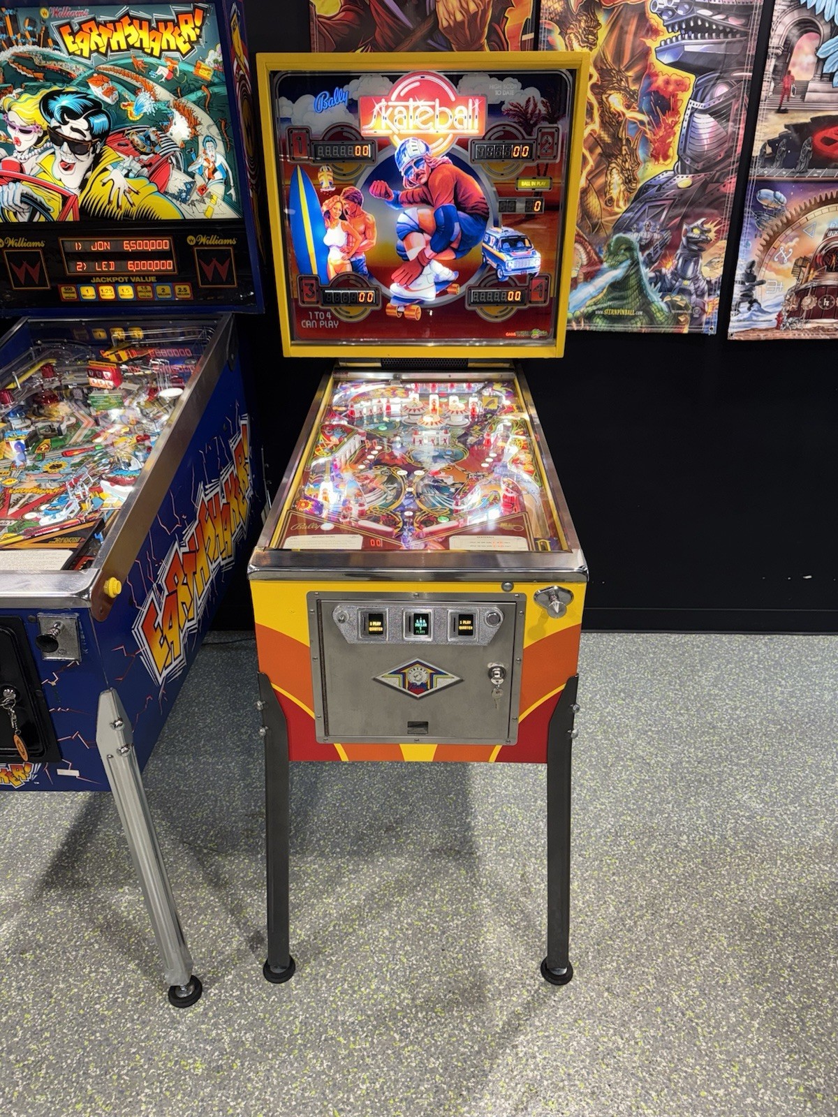 Skateball Pinball Machine Bally 1980 Restored Skateboard Orange County Pinballs