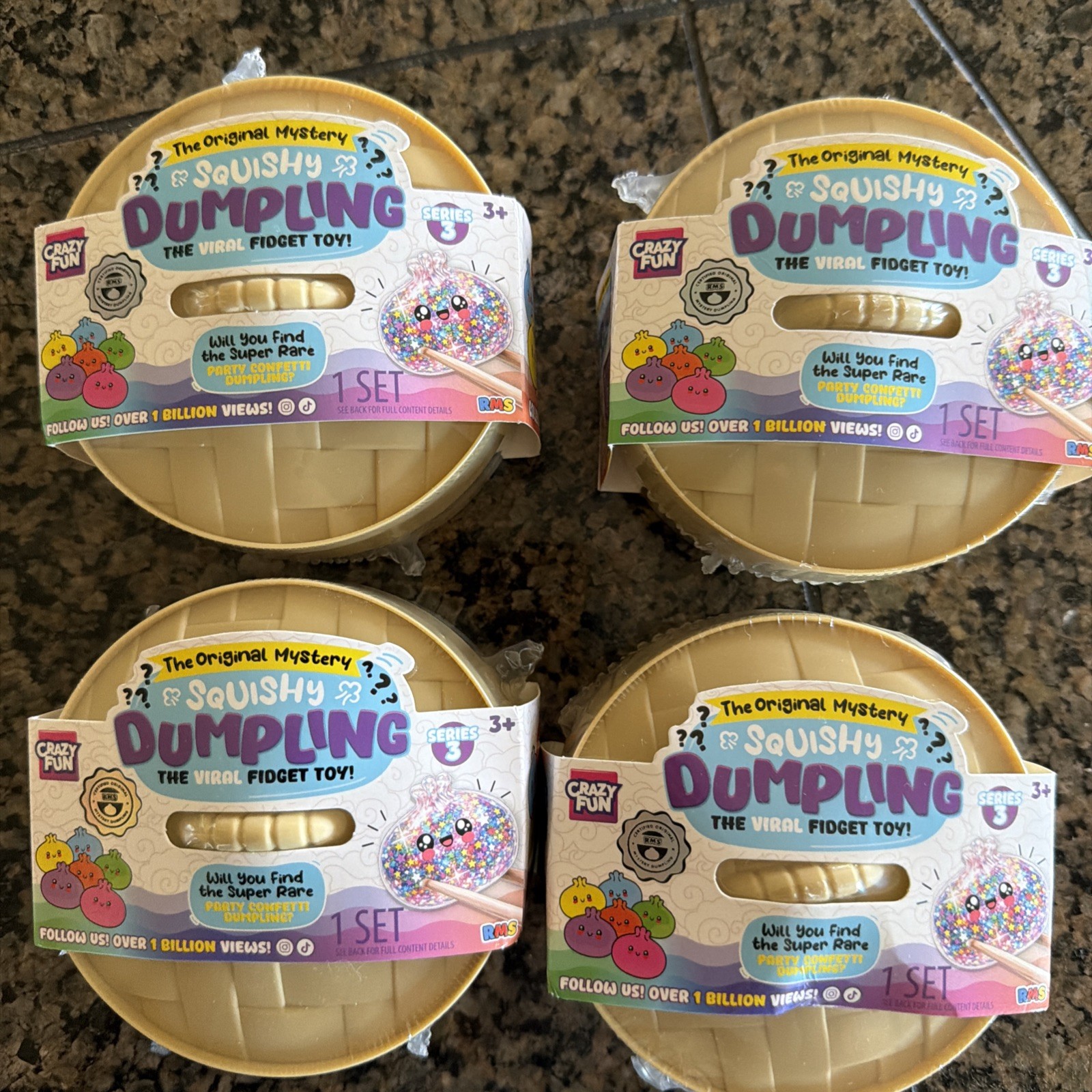 New! Authentic RMS PARTY CONFETTi  DUMPLING Series 3 Mystery  - Lot of 4.