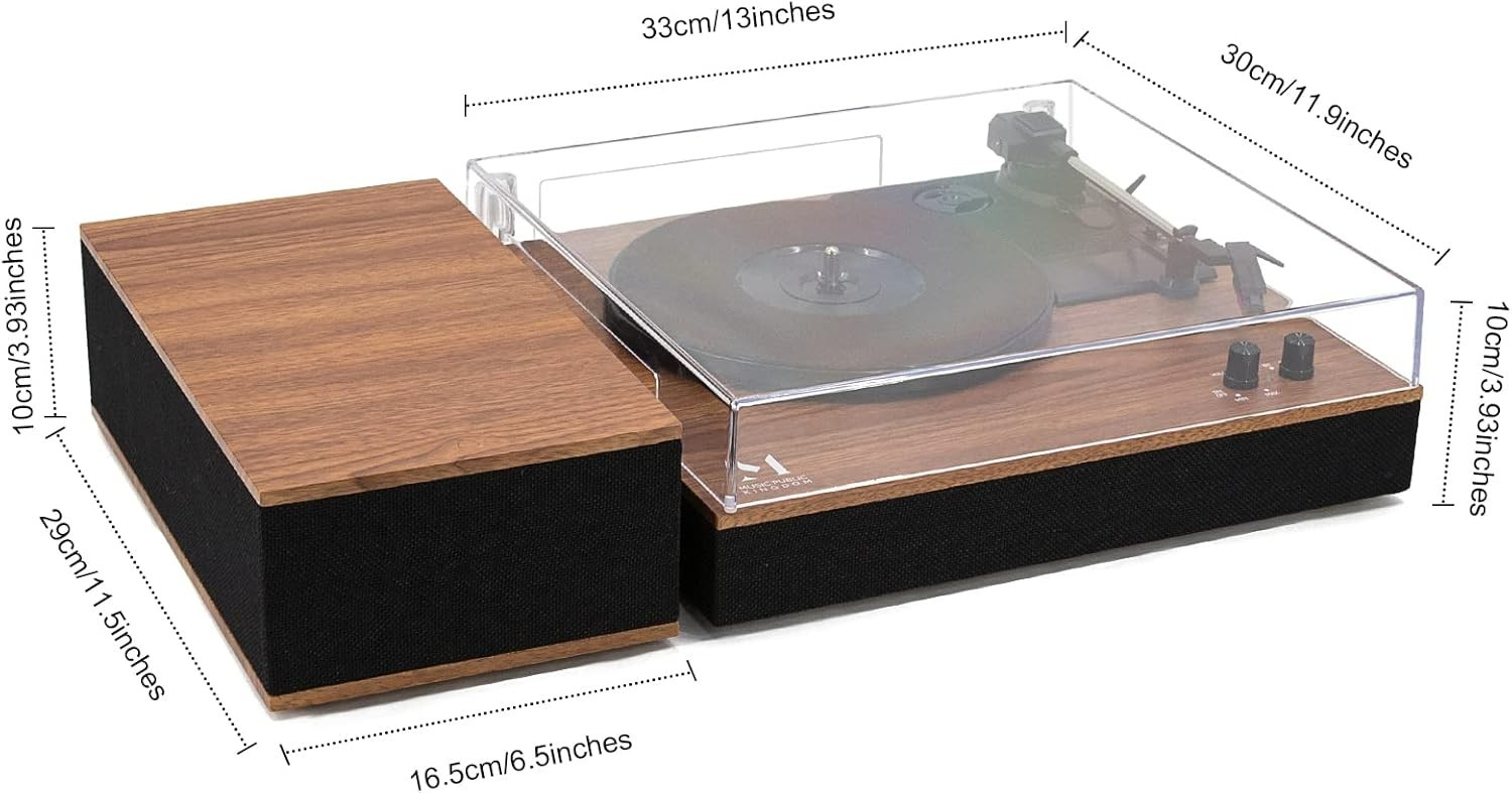 Vinyl Record Player Hi-Fi System Bluetooth Turntable Players Stereo Speaker