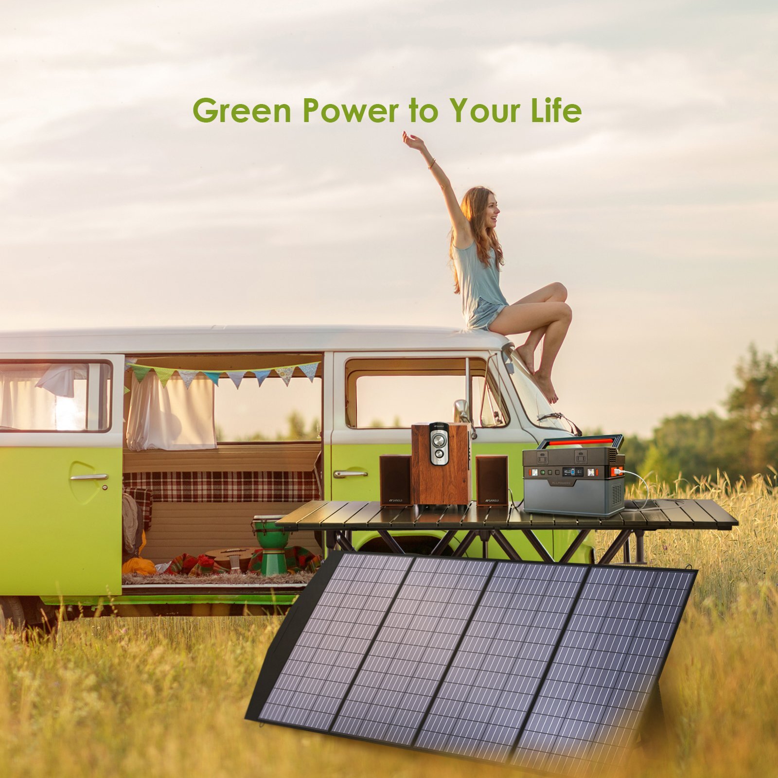 ALLPOWERS 200W Portable Solar Panel for Laptops RV Solar Generator Van Camping