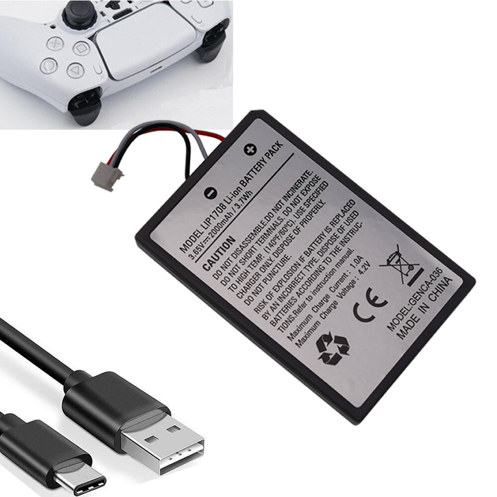 Replacement Internal 2000mAh Battery LIP1708 FOR PS5 Controller Joypad +Cable