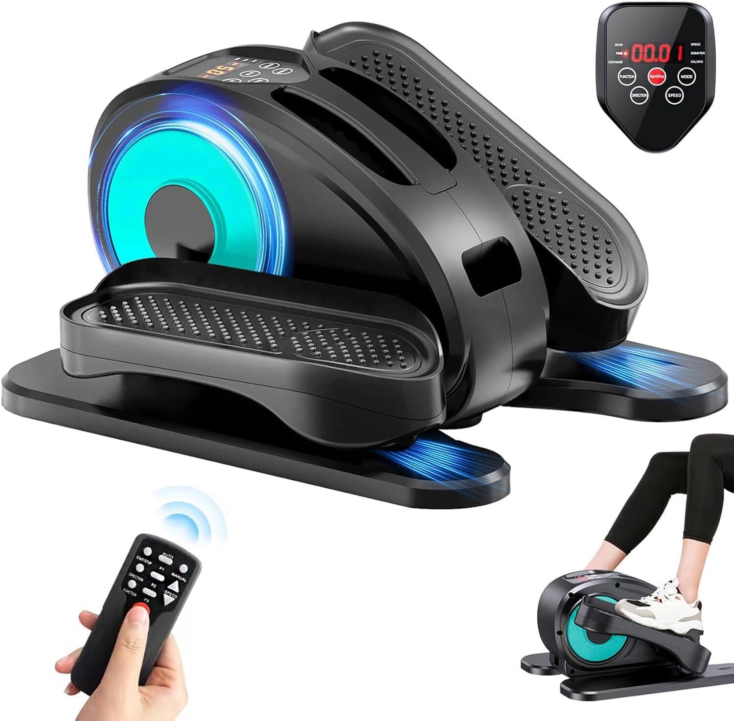 Under-desk electric elliptical leg exerciser, elliptical foot pedals for office
