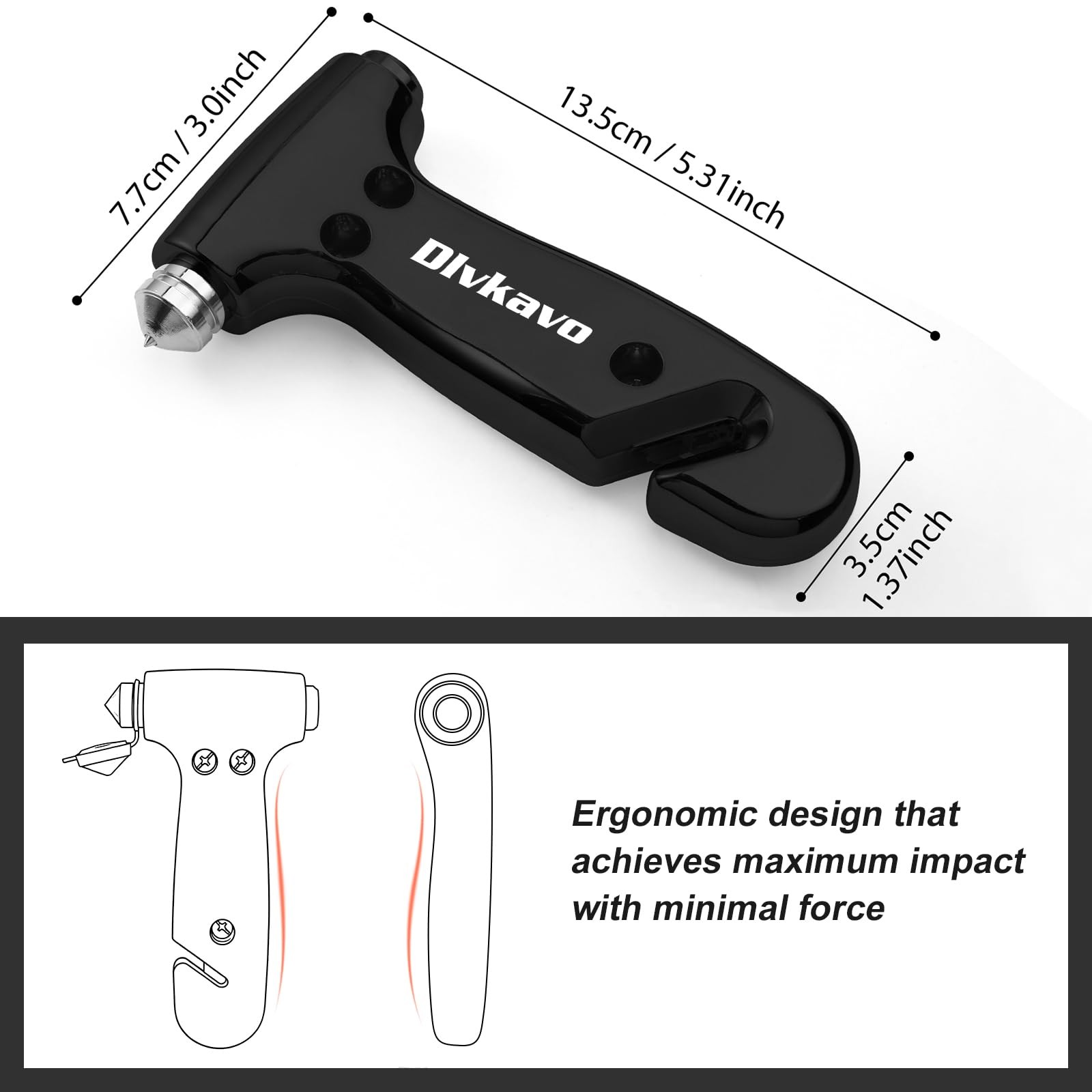 Car Safety Hammer, 3-in-1 Emergency Escape Tool with One Second Window Breake...
