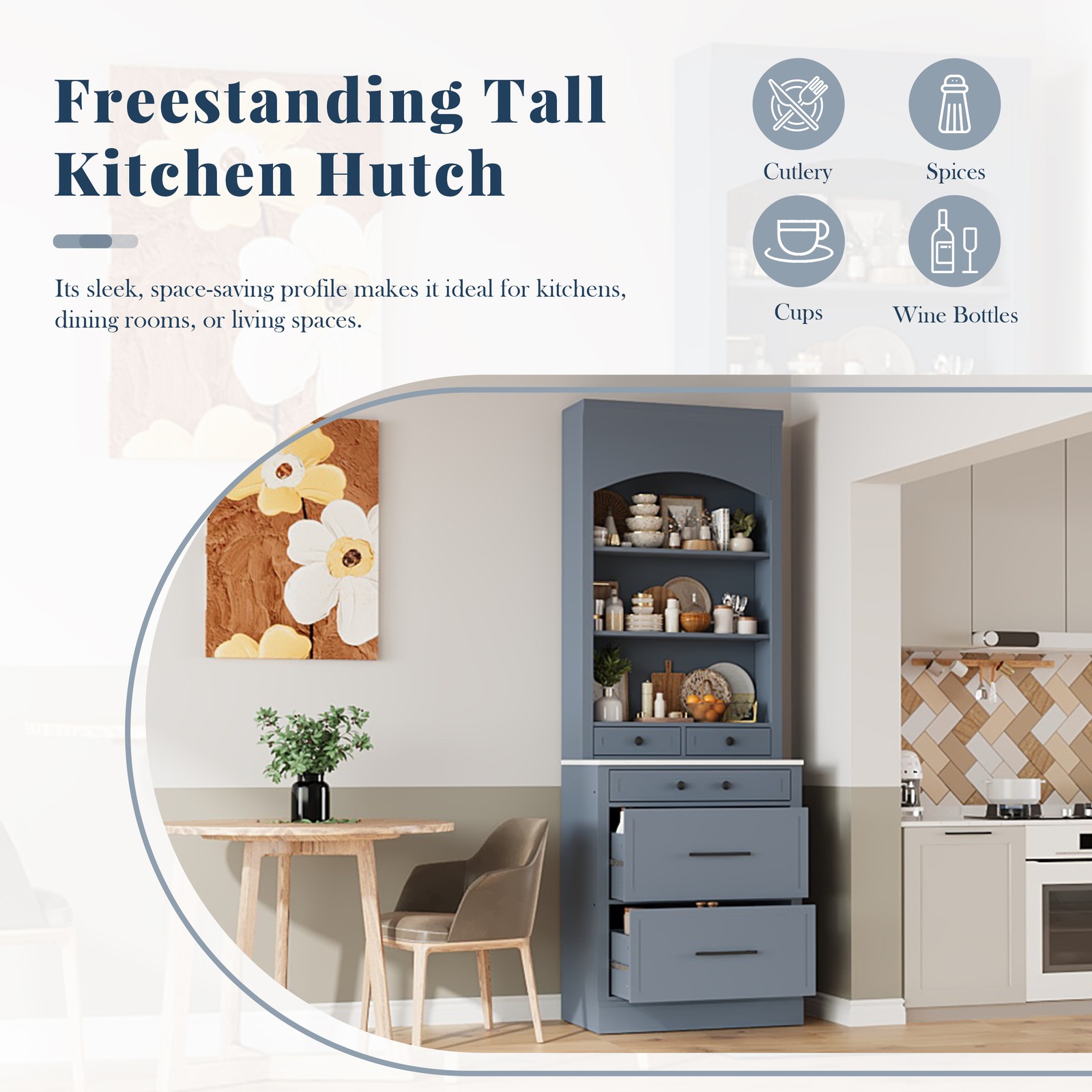 [Assembly Video Provided] TOPMAX Modern 83.7inch High Kitchen Pantry, Freestan