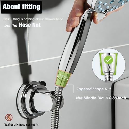 Handheld Shower Head Holder Suction Cup Wall Mount Adjustable 360 Degree