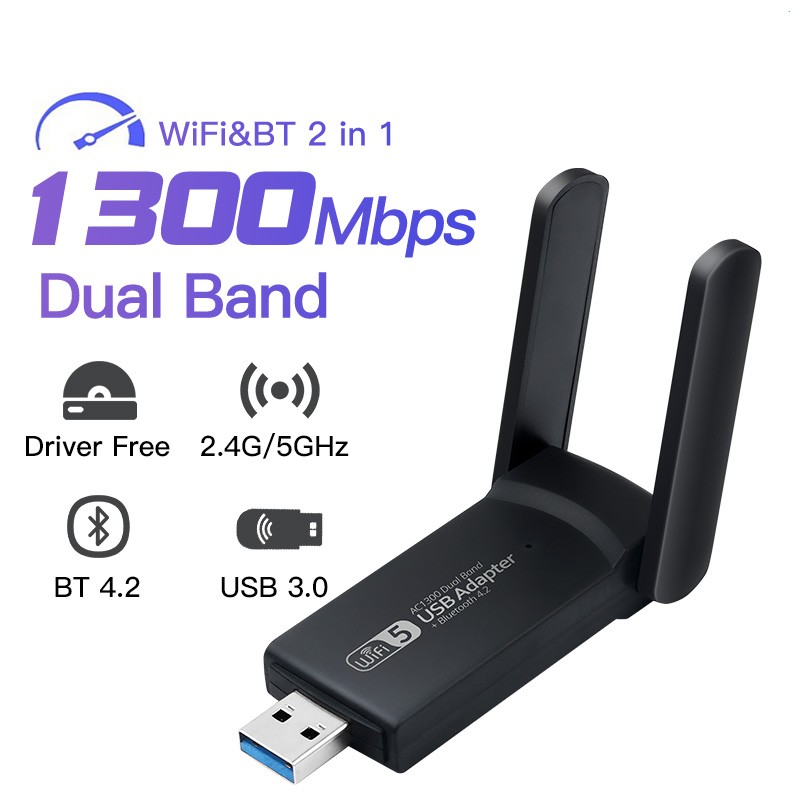 USB WiFi Bluetooth Adapter 2.4G/5G Network Adapter for Desktop PC Bluetooth Card