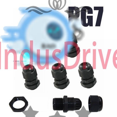 5PCS PG7 Black Plastic Waterproof Connector Gland 3-6.5mm Dia Cable