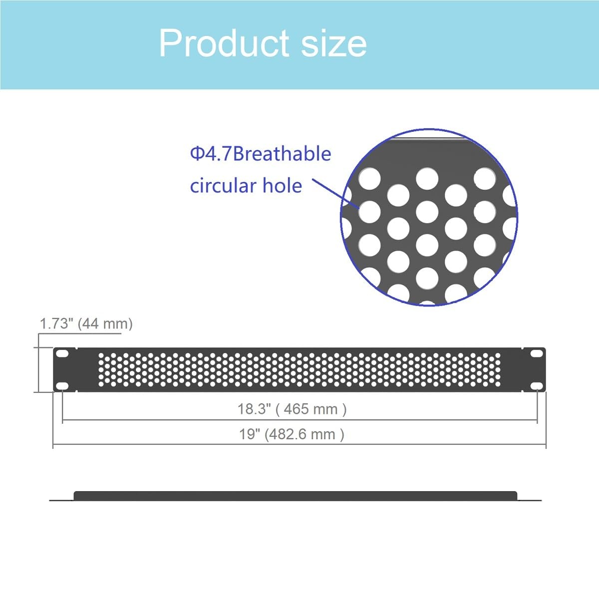 1U Venting Blank Panel 19" Width Steel 5 Pack - Rack Mount Spacer for Server