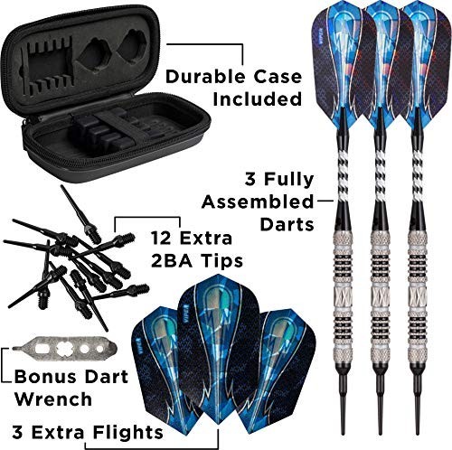 80% Tungsten Soft Tip Dart Set with Case - Precision Darts for Ultimate Play