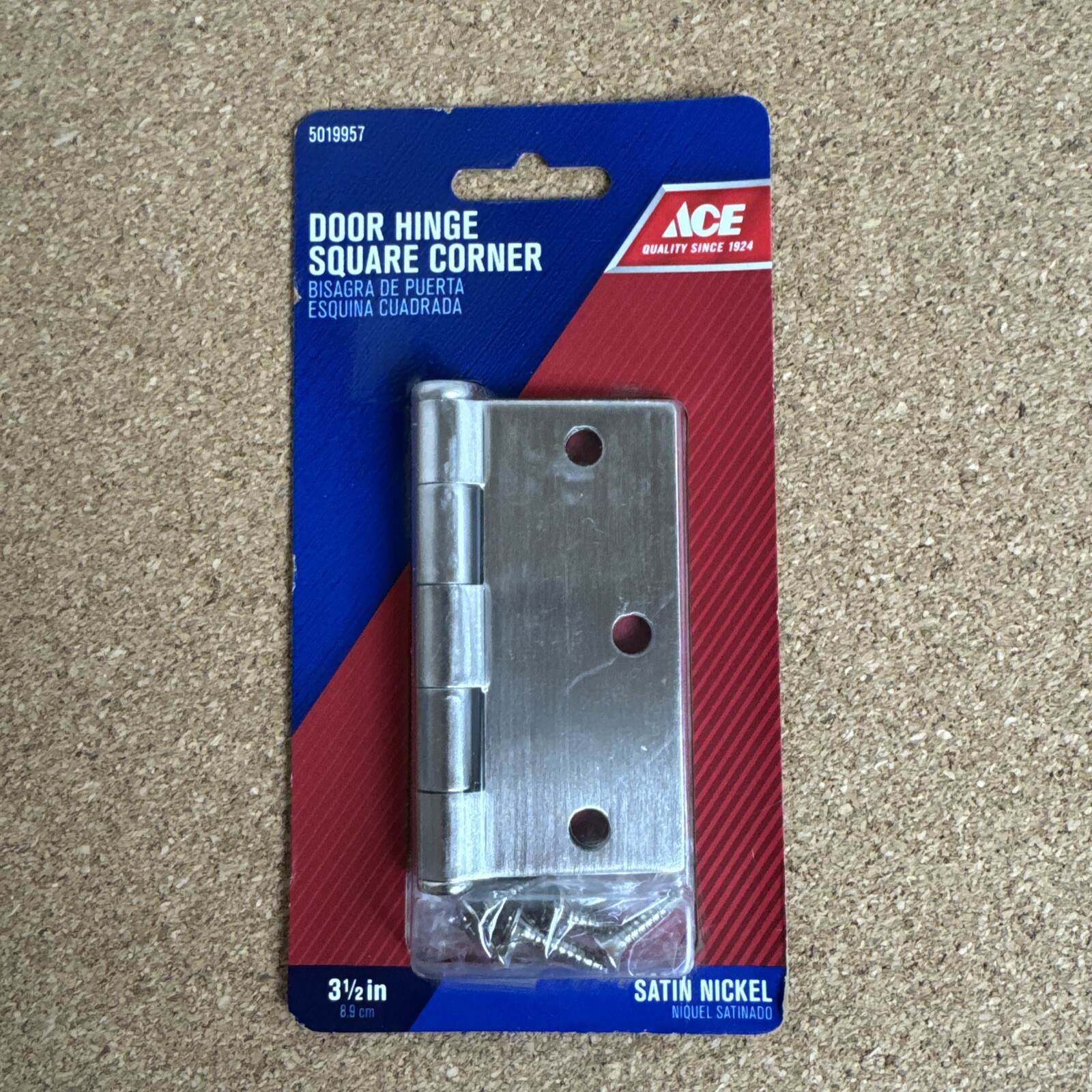 Ace 3-1/2 in. L Satin Nickel Residential Door Hinge Square Corner 1 pk