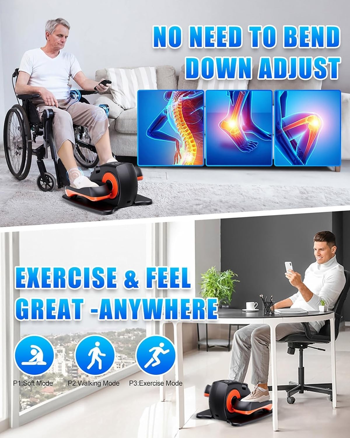 Silent Under Desk Elliptical Machine for Office Use Lightweight and Easy to Move