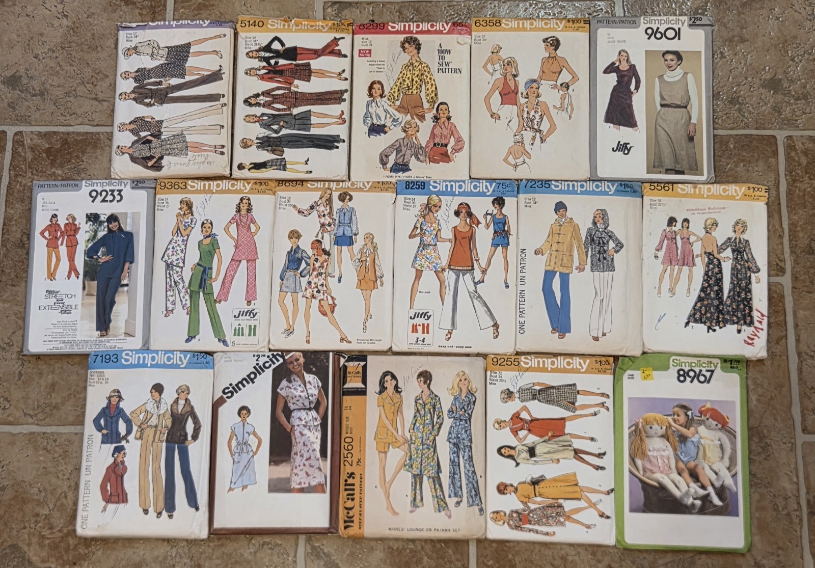 Lot of 16 Vintage 60s/70s Simplicity Jiffy Sewing Patterns Dresses Pants *READ*