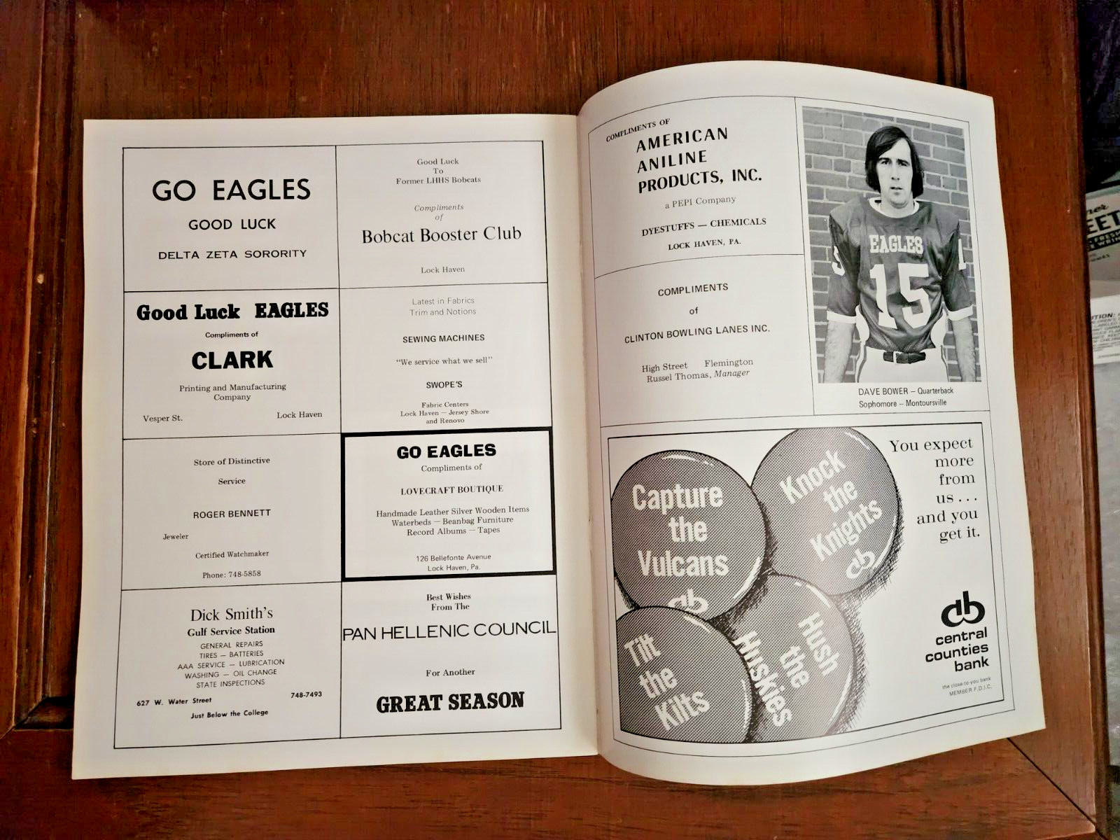 1973 LOCK HAVEN STATE vs EDINBORO STATE Football Program Oct 20 HUBERT JACK