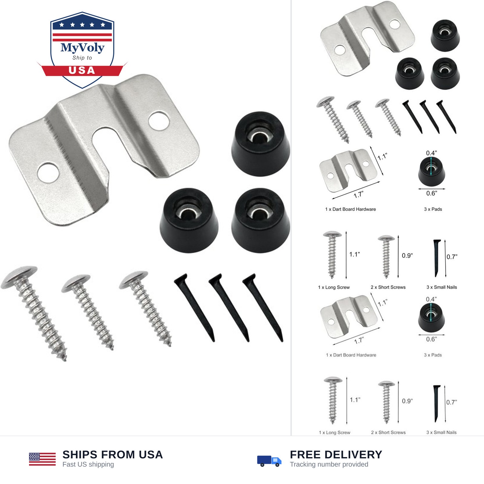 Quacc Portable Dartboard Mounting Bracket Kit, Includes Screws, Nails and Sta...