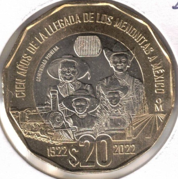 2022 Mexico 20 pesos Brilliant Uncirculated Mennonites Commemorative coin!