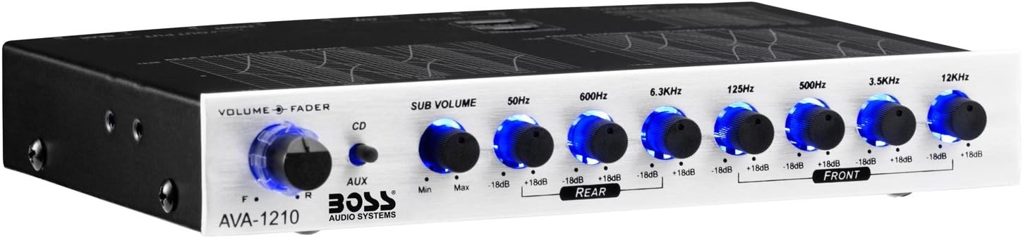 BOSS Audio Systems AVA1210 7 Band Pre-Amp Car Equalizer with Silver
