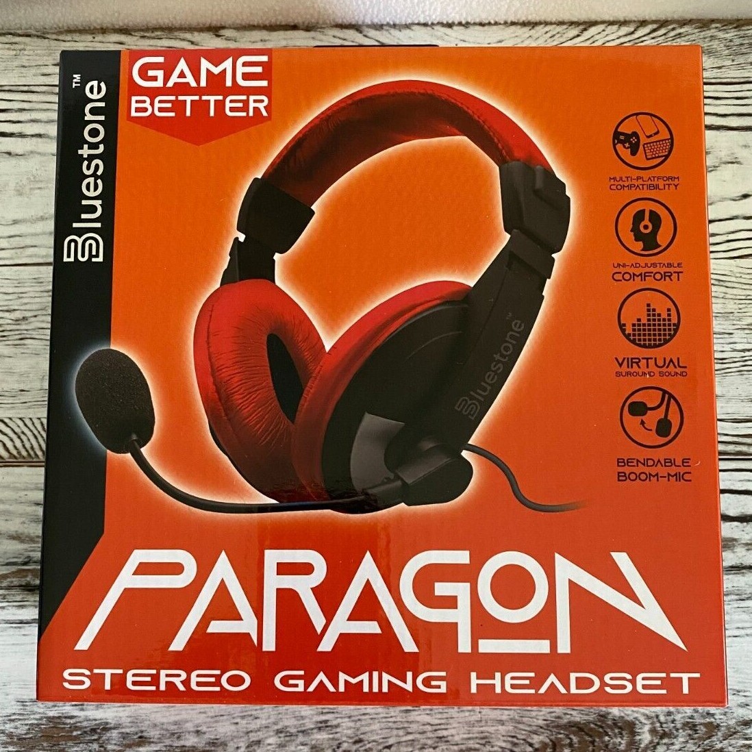Blood Orange NIB Paragon Stereo Gaming Headphones with Boom Mic Ships Free