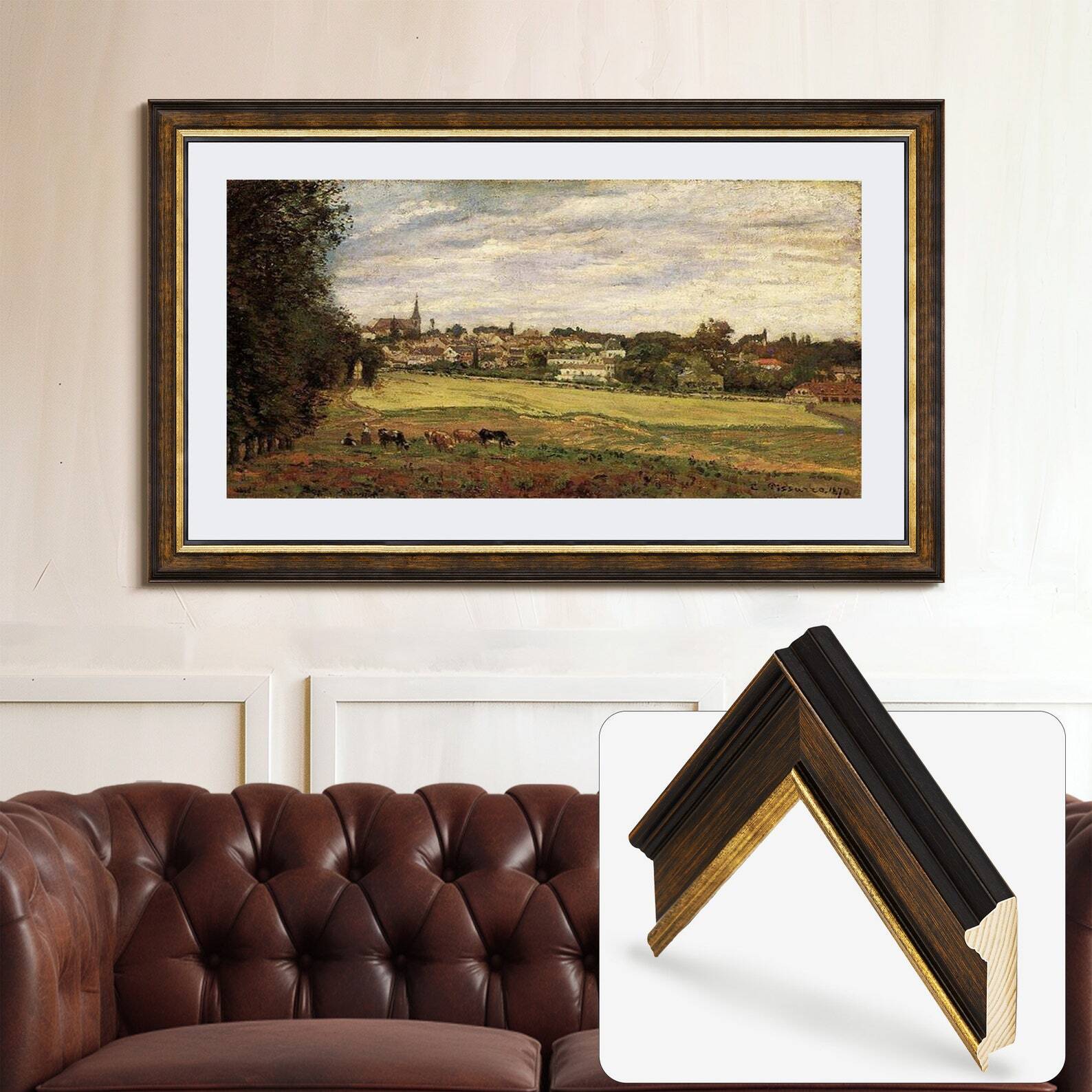 Brown & Gold TV Frame for Samsung The Frame 32, 43, 50, 55, 65, 75, 85 inch