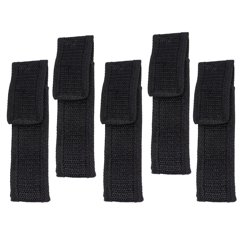 5Pcs Wear Resistant Cloth Flashlight Storage Bag Black Outdoor Pouch