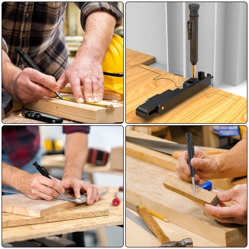 Multifunction Scribing Tool Adjustable Woodworking Measuring Construction Pencil