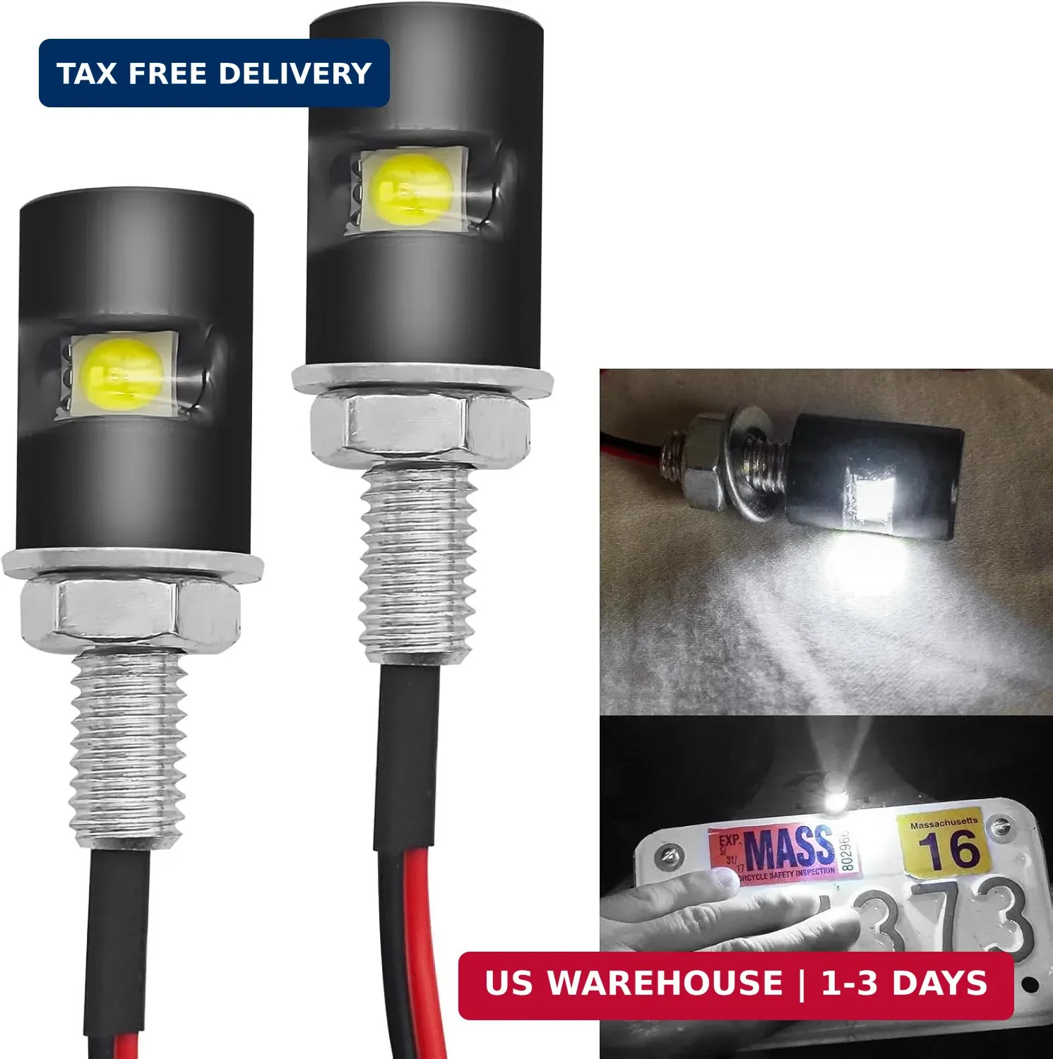 2PCS License Plate Light, LED Tag Lights, Super Bright 12V Waterproof License Pl