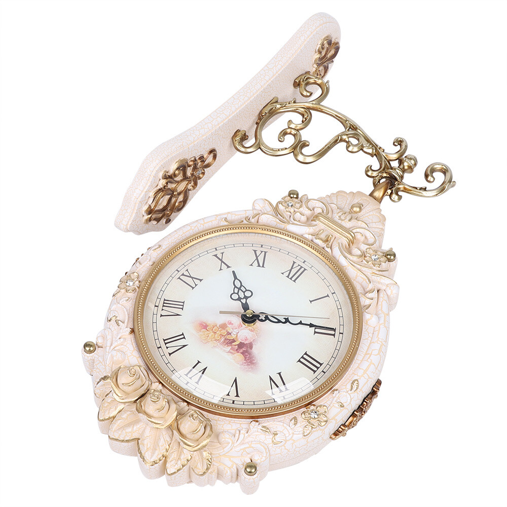 Double-Sided Wall Mounted Clock Accurate Pointer Clock Vintage Hanging Clock NEW