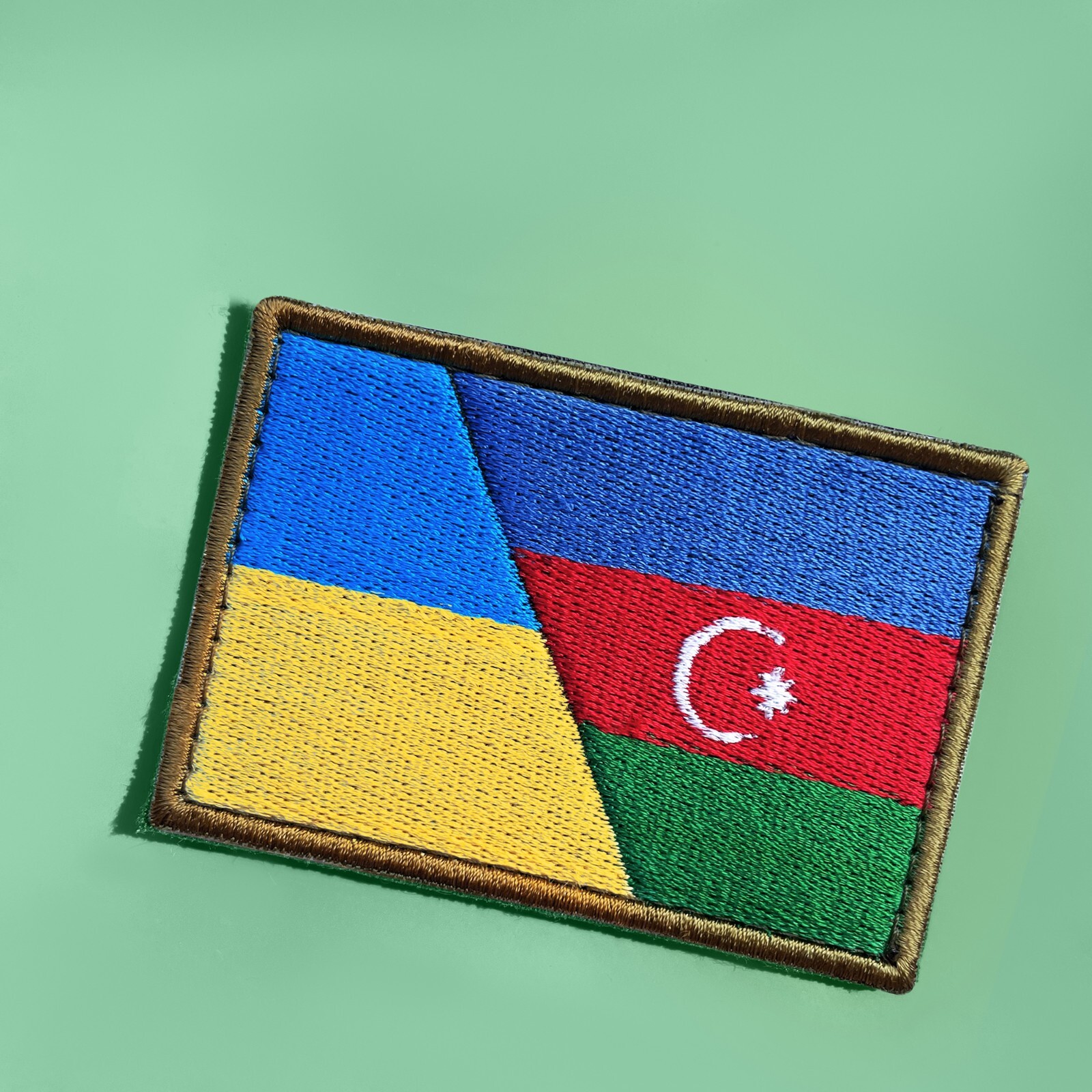 Ukrainian and Azerbaijan Flags Embroidered Patch, 2.36x3.15" (6x8 cm), Hook-Back