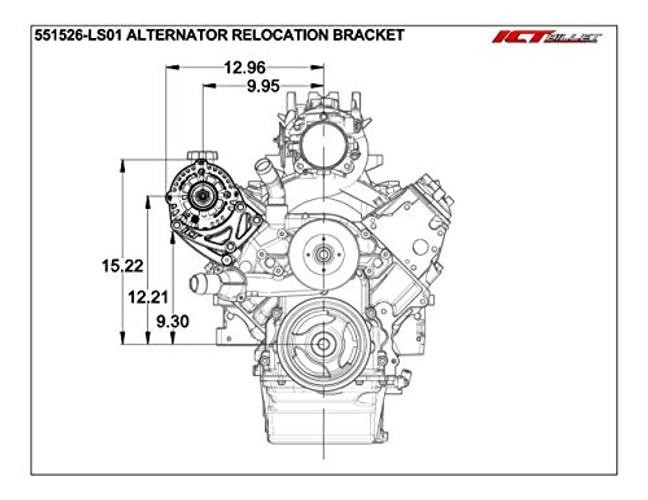 LS Truck Alternator Relocation Bracket Passenger Side High Mount Compatible