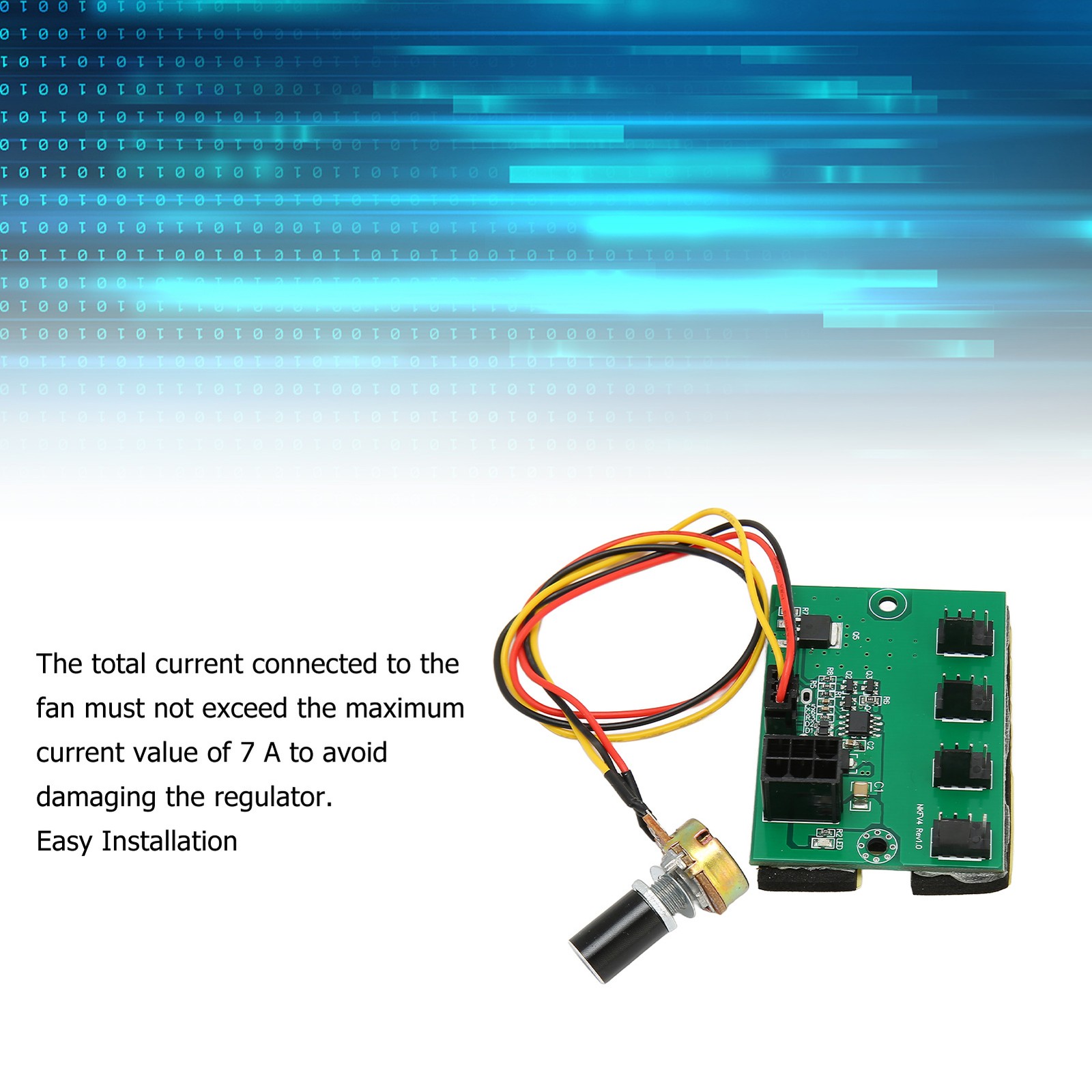 PC Fan Speed Controller DC 12V PWM 4 Way 11.8in Cable Easy Installation PC