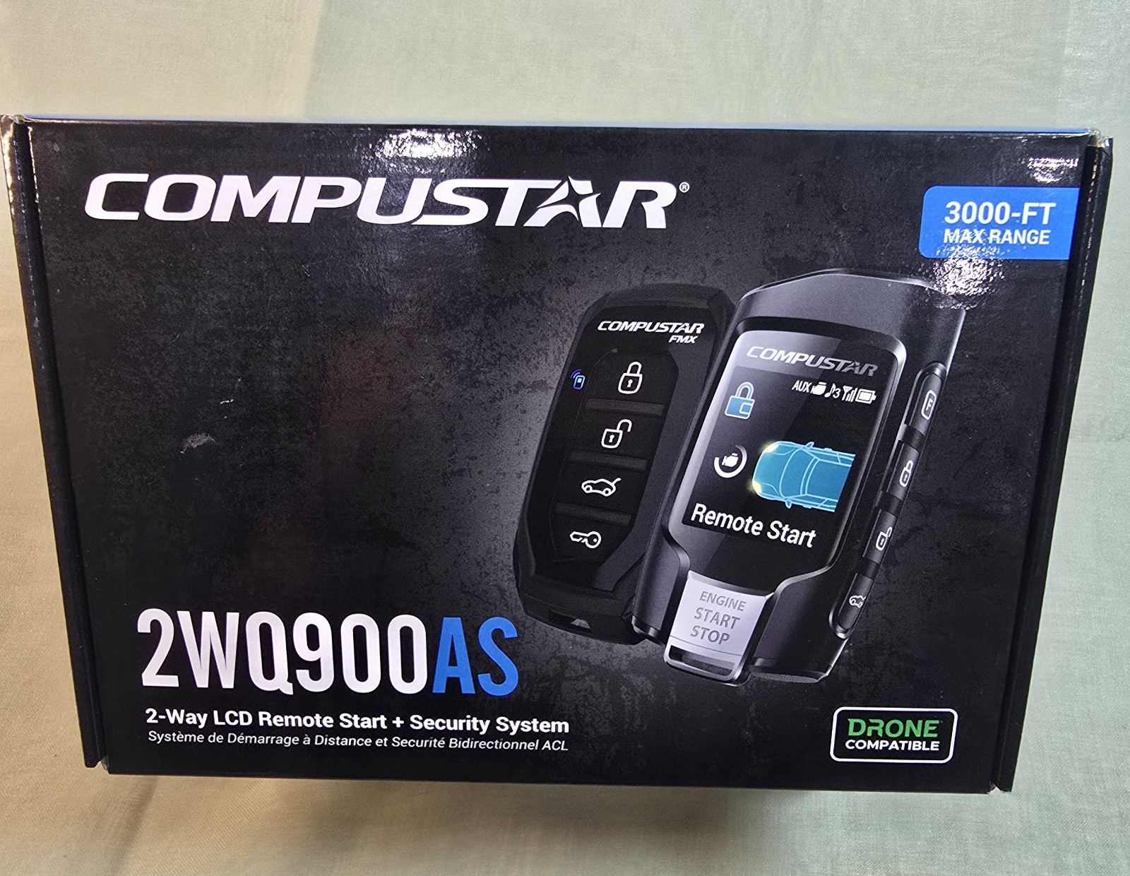 Compustar CS2WQ900-AS 2-Way LCD 3000-FT Max Range Remote Start + Security System