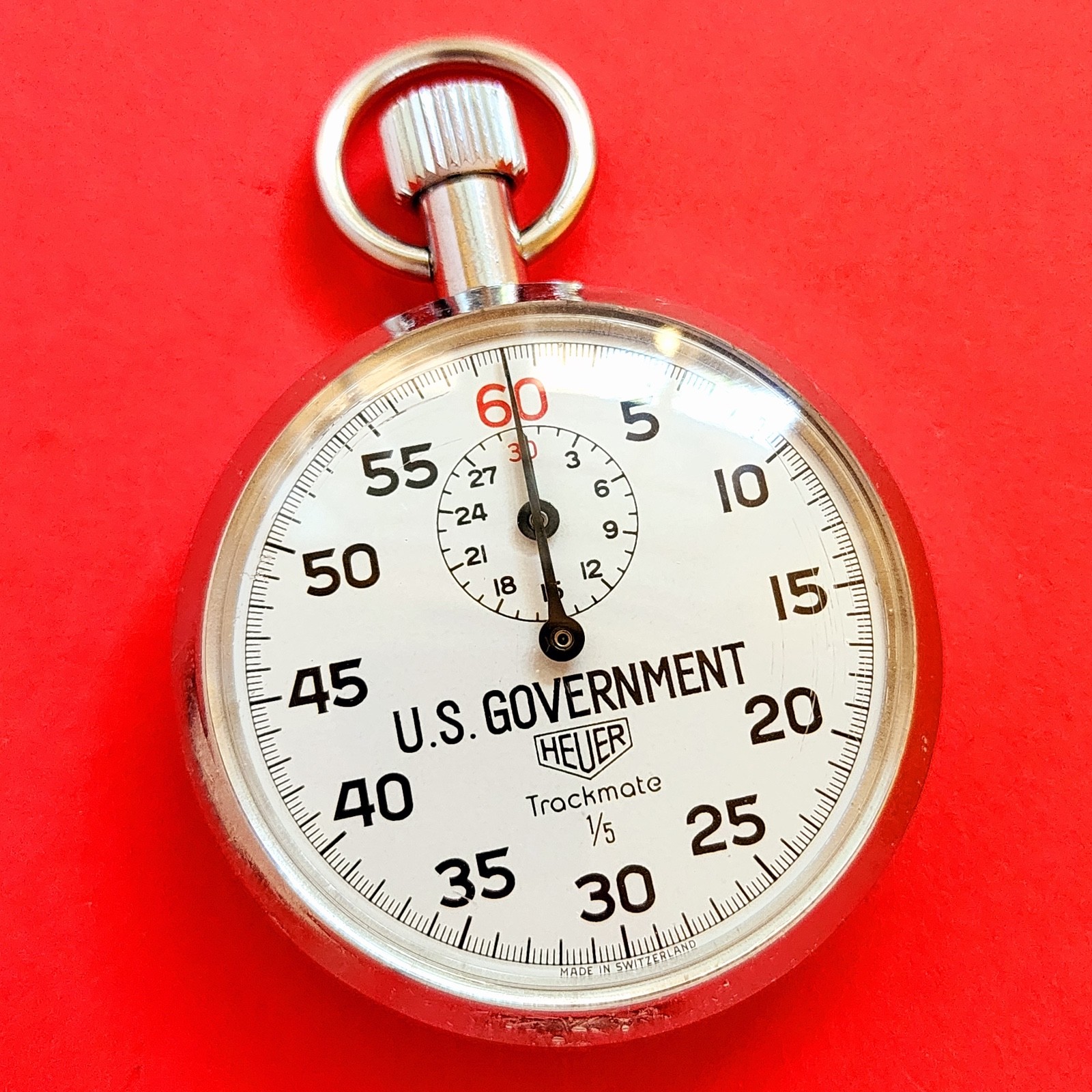 Heuer US Government Stopwatch Vintage Timer Stop Watch Tag Military Swiss