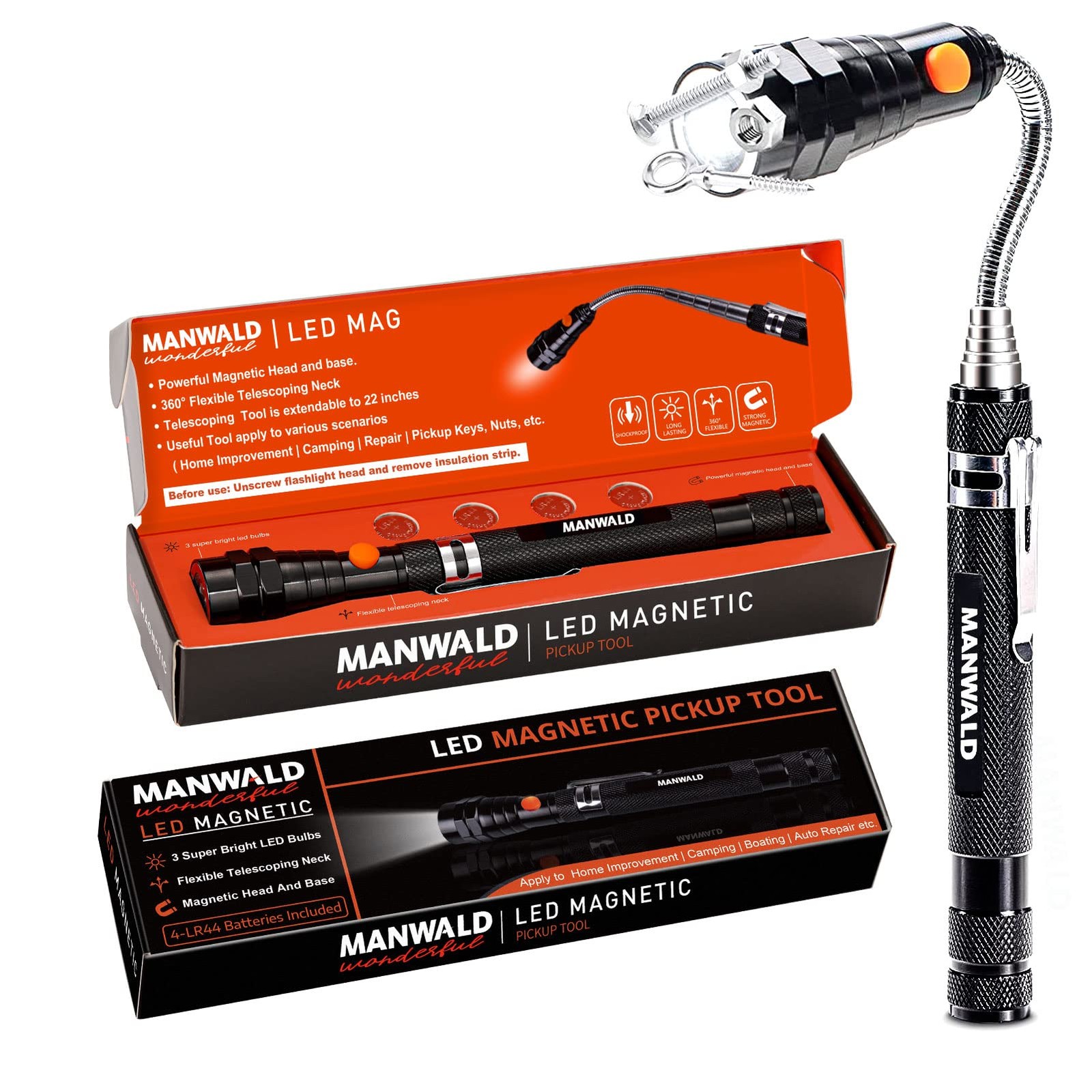 LED Magnetic Pickup Tools, Cool Gadgets Gifts for Him Adults, Telescoping Mag...