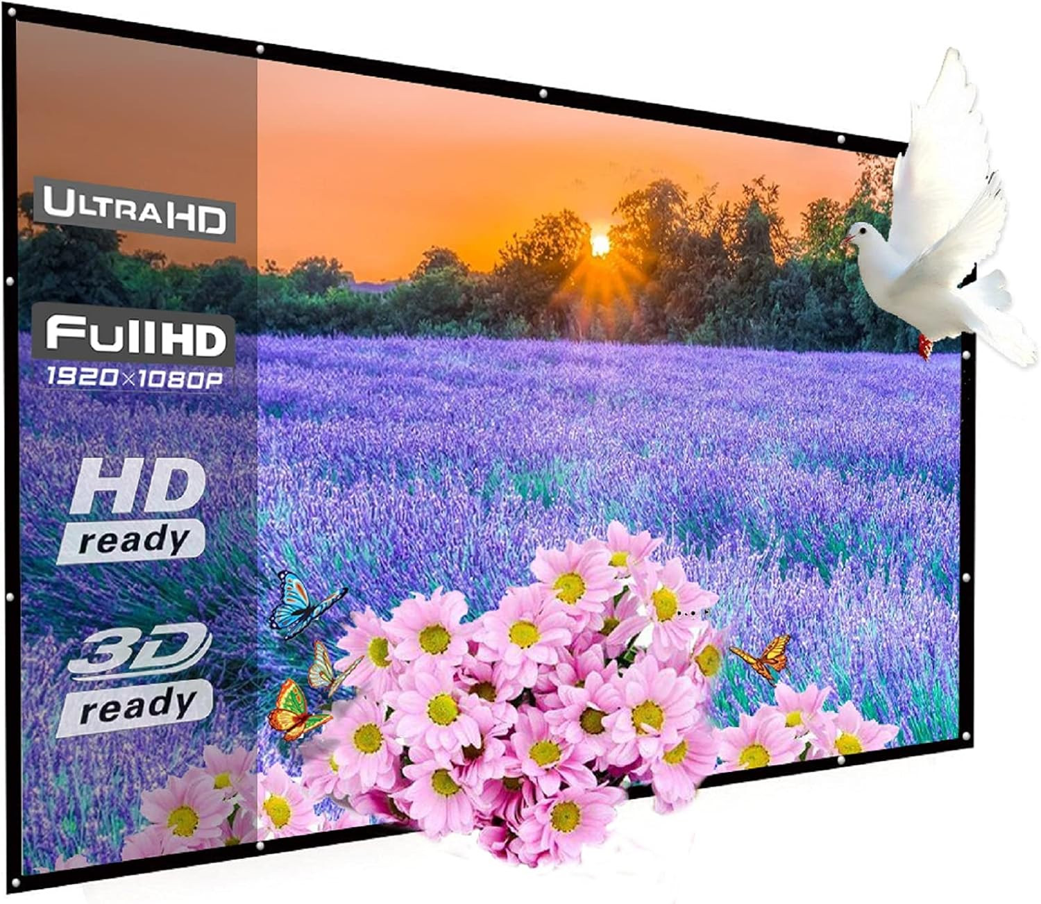 180 Inch Outdoor Projector Screen,  HD 16:9 Large Folding Portable Home Theater