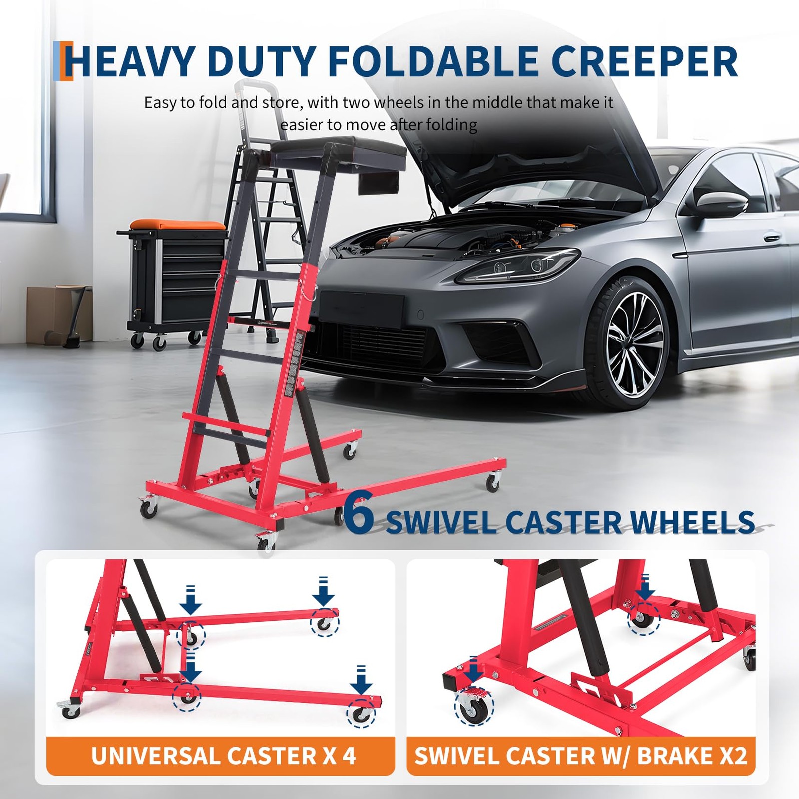 Adjustable Car Engine Crawler Foldable Top Crawling Workstation with Casters