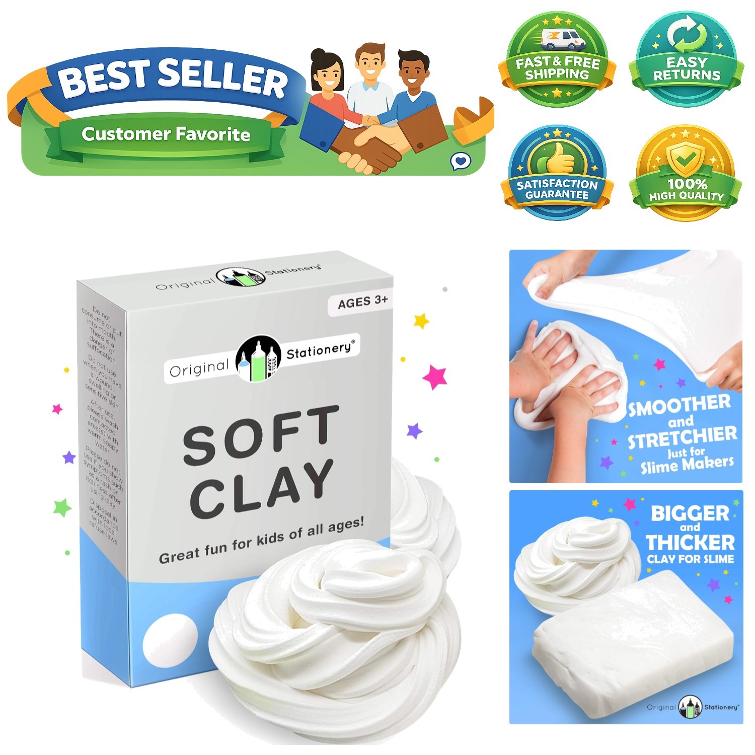 Super Stretchy White Foam Clay for Butter Slime - 230g Creative Crafting