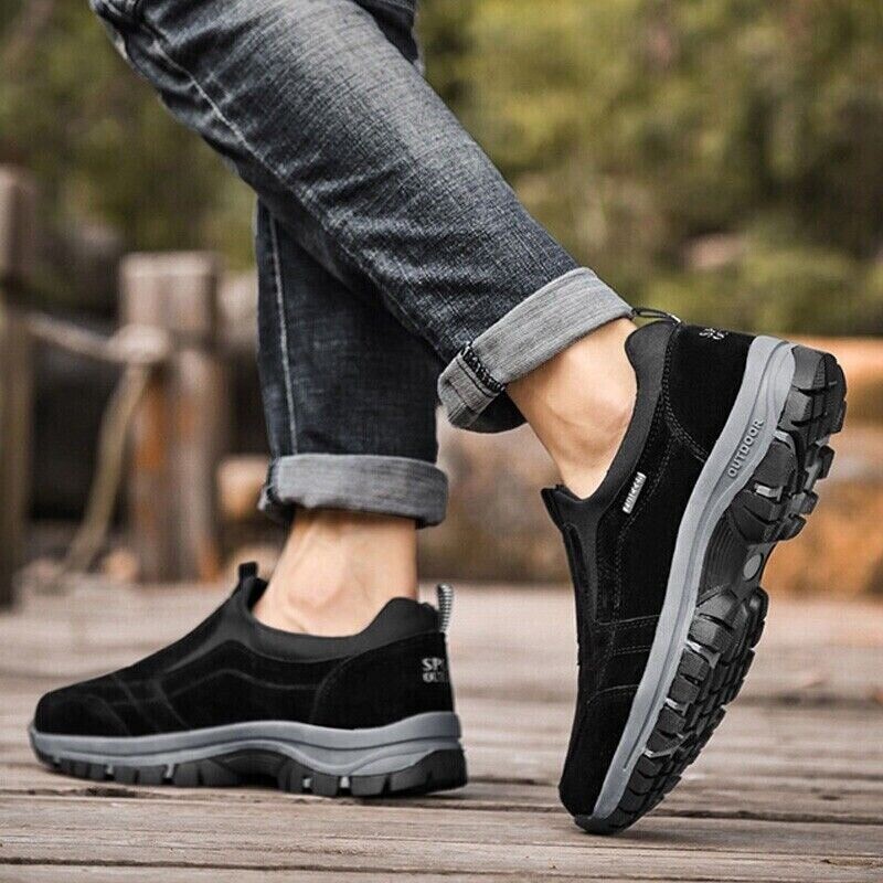 Mens Hiking Shoes Slip On Sneakers Outdoor Wide Width Comfort Walking Loafers