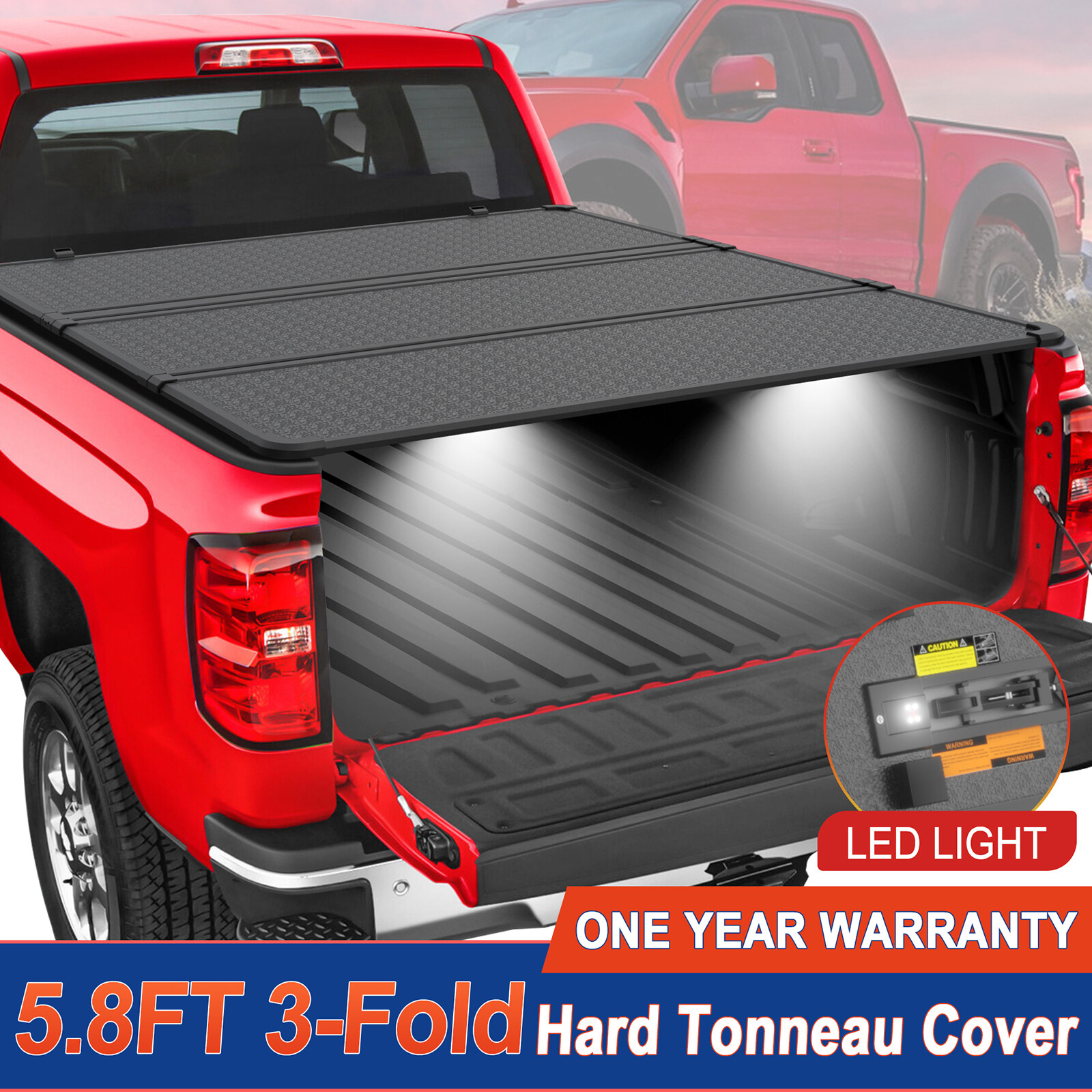 Hard Tonneau Cover For 14-18 Chevy Silverado GMC Sierra Truck Bed 5.8FT 3-Fold