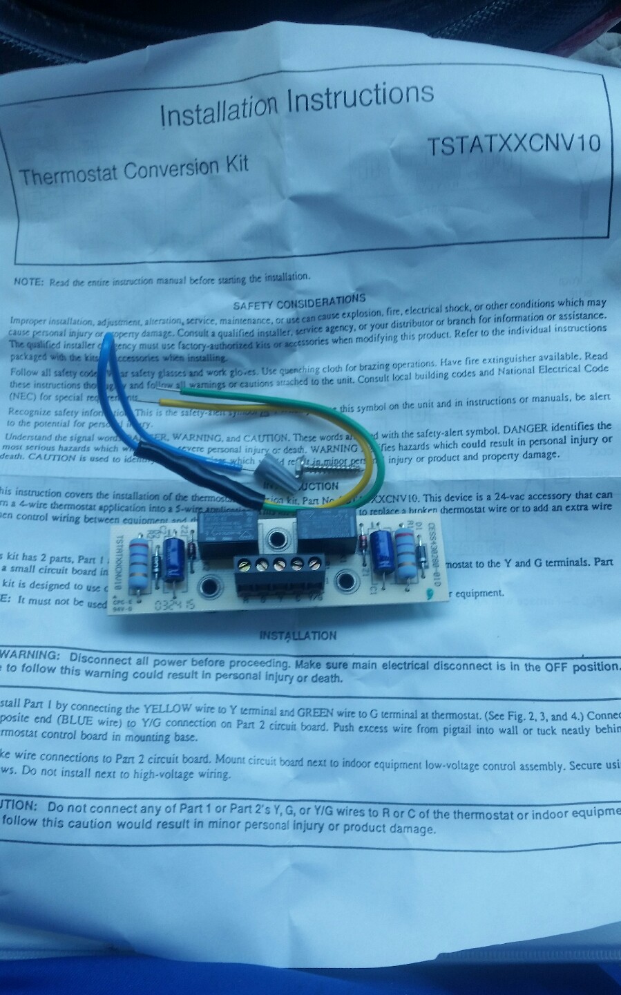 New Carrier CESS430280-01D Board TSTATXXCNV10 Thermostat Conversion Kit