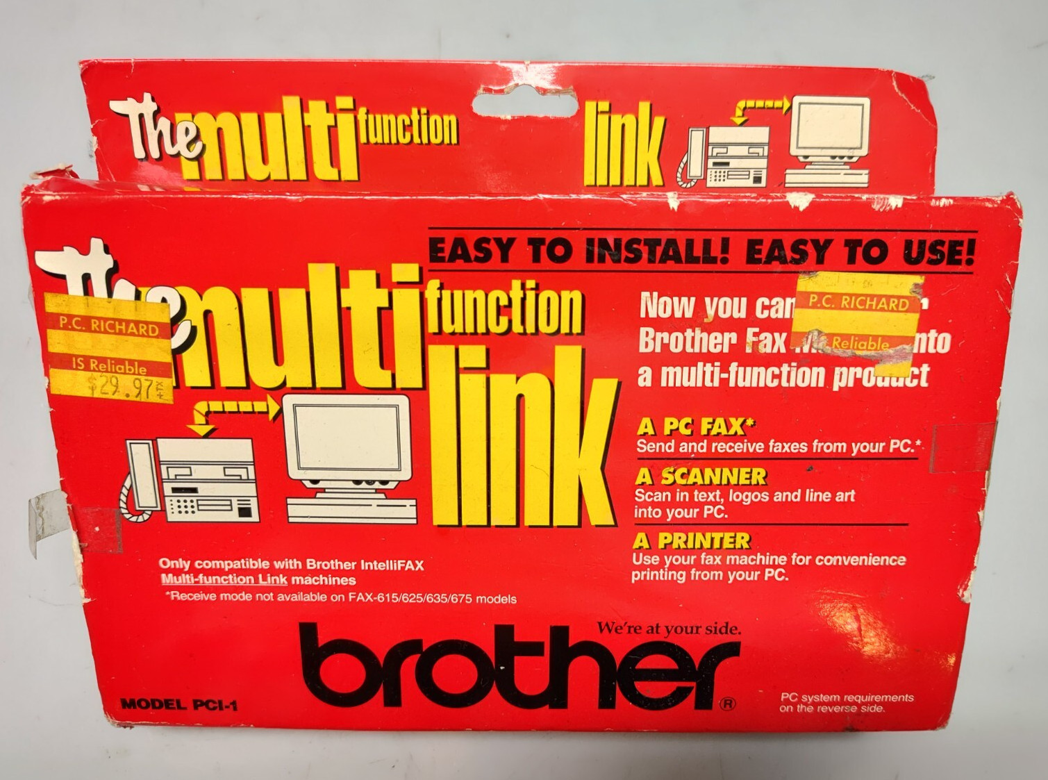 Vintage NOS Brother Missing Link Model PCI-1 Modem Fax Scanner Printer Software