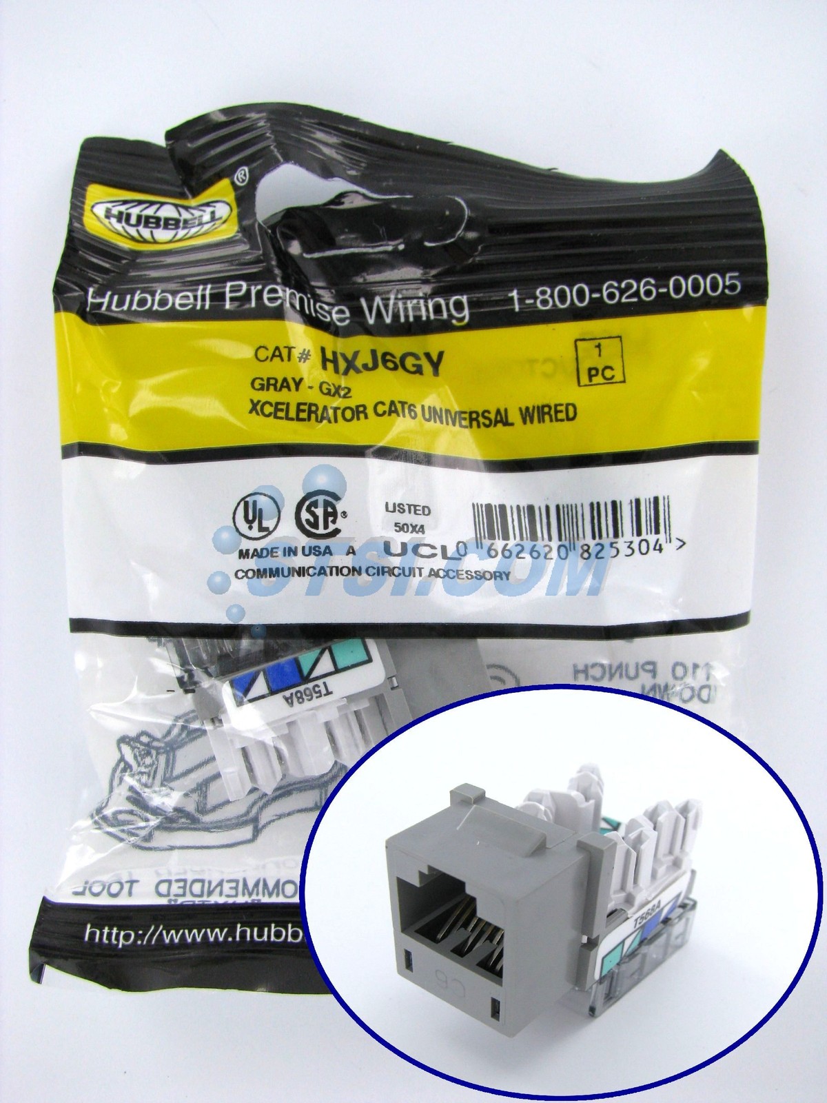 Hubbell XCelerator Cat6 Jack, Gray HXJ6GY ~STSI