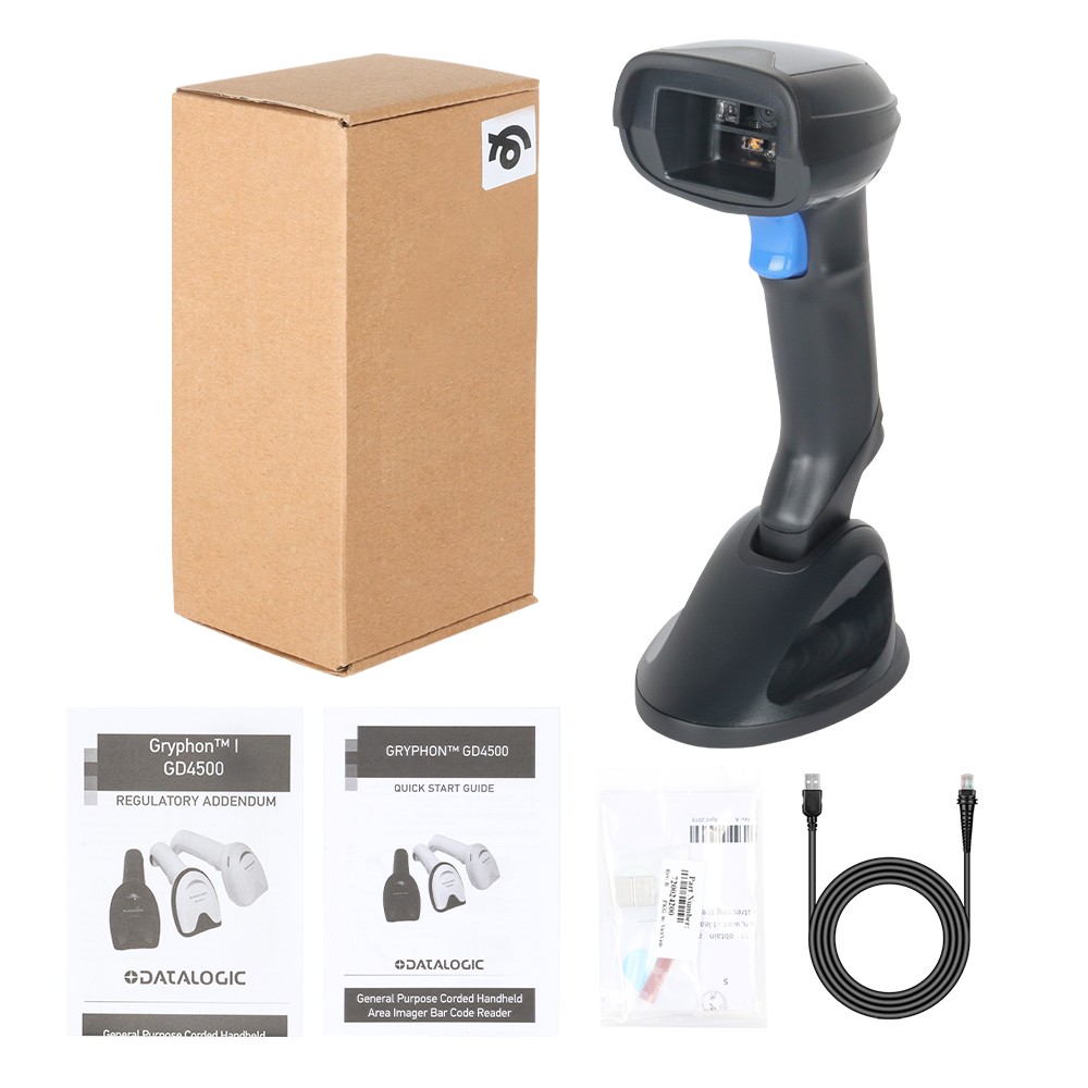 Datalogic Gryphon GD4590-BK-B Handheld 1D 2D USB Barcode Scanner Reader W/ Base