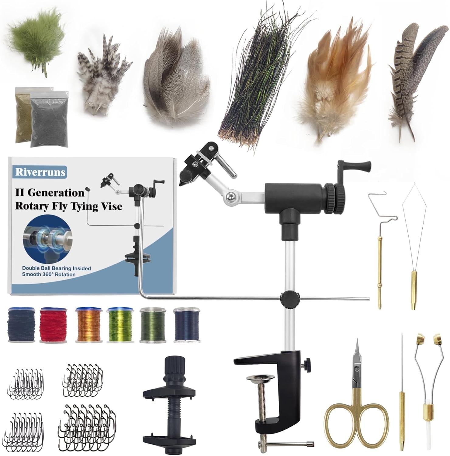 Professional MicroGrip Fly Tying Vise with Essential Tools – Travel-Ready Kit