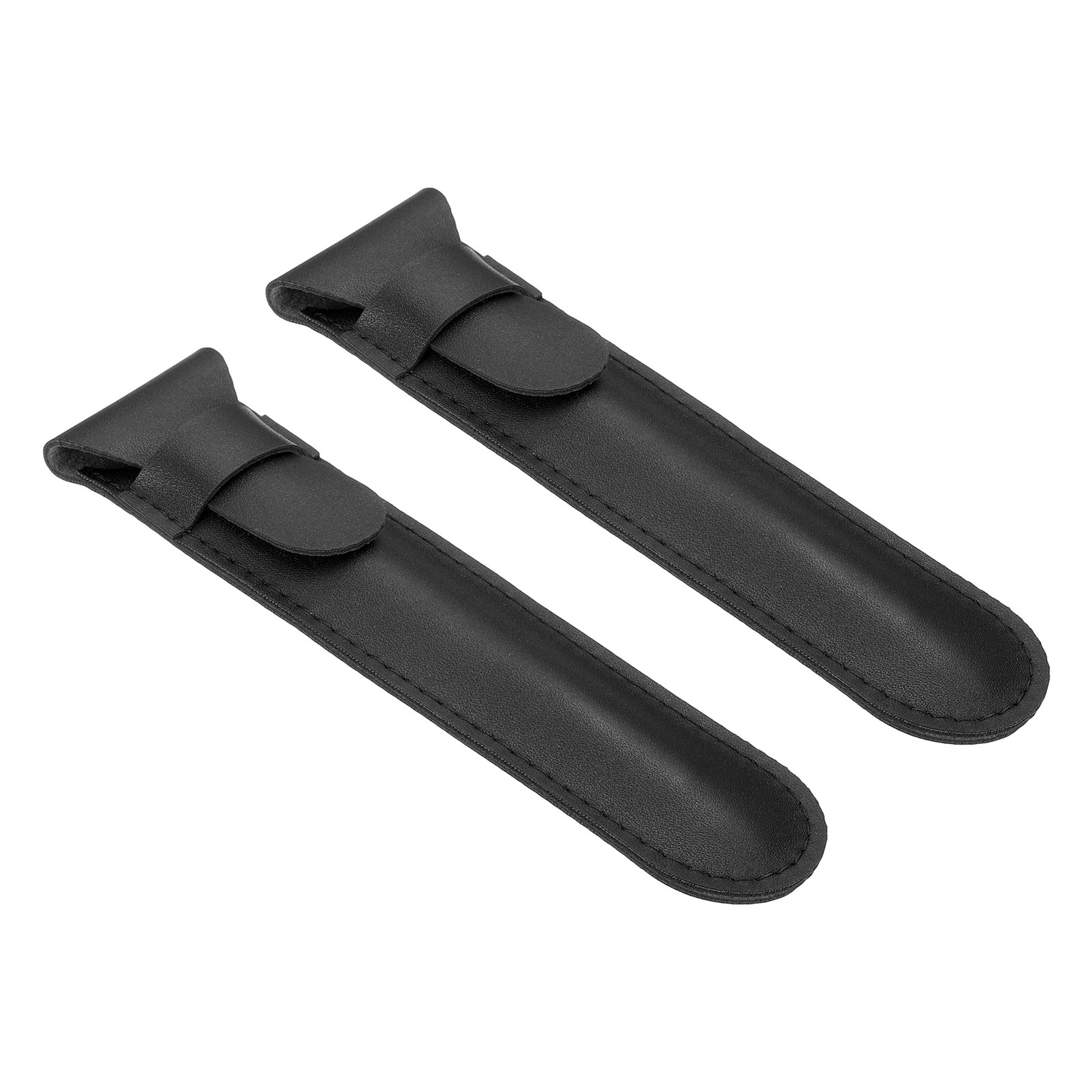 2 Pcs Leather Pen Pouch, Flip Single Pen Case Holder, Black