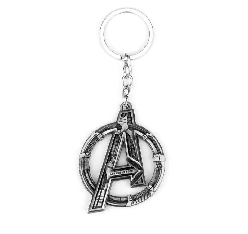 MARVEL Super Heroes AVENGERS Keychain Large Silver A Logo Metal Keyring Car Key