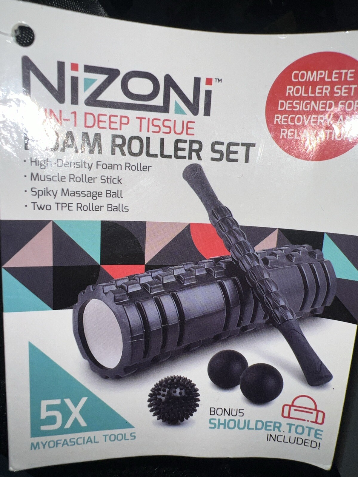 Nizoni 5-in-1 Deep Tissue Foam Roller Set w/ Shoulder Tote Bag Brand New w/ Tags