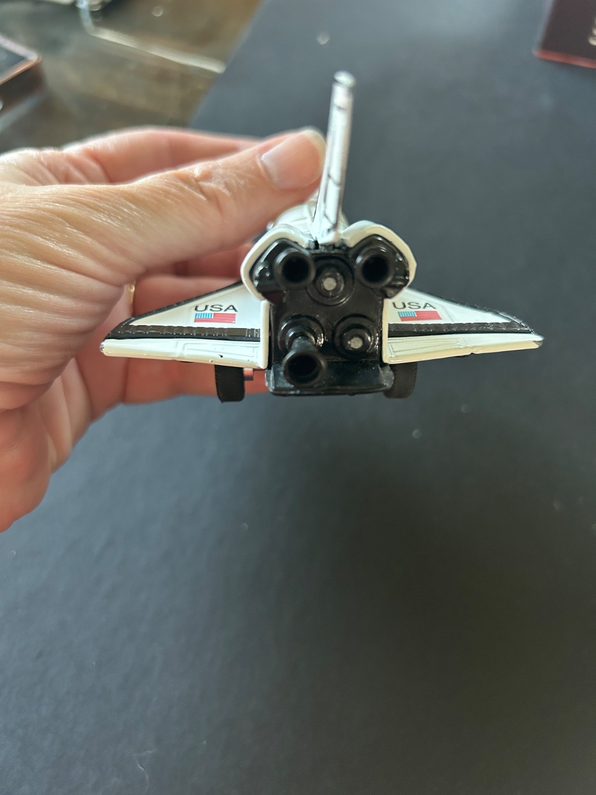 USA space shuttle die cast metal pull back for propulsion