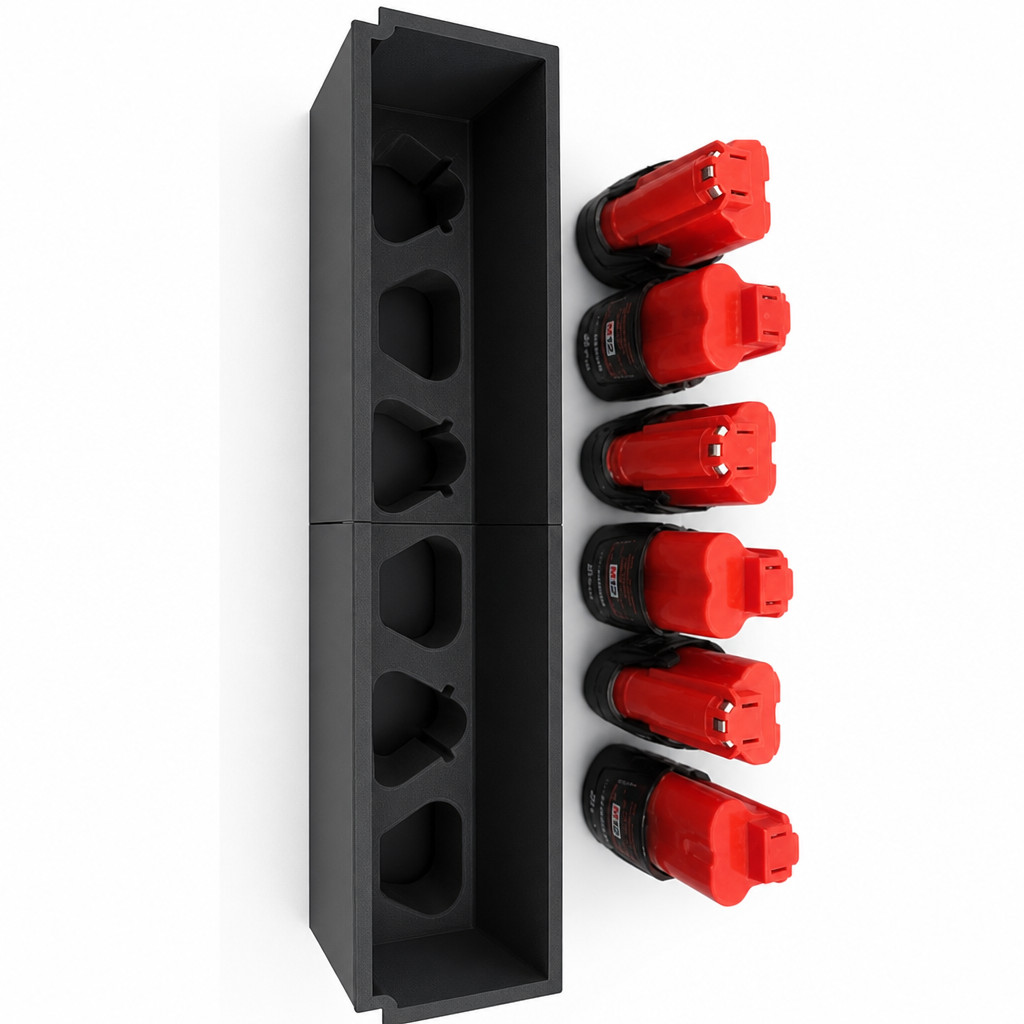 6 X 2Ah M12 Slim Battery holder for Packout drawer - Storage insert