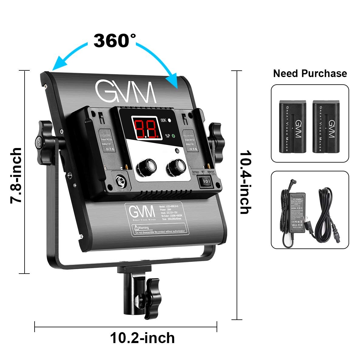 GVM Led Bi-Color Video Lights with APP Function, Variable CCT 2300K-6800K and...