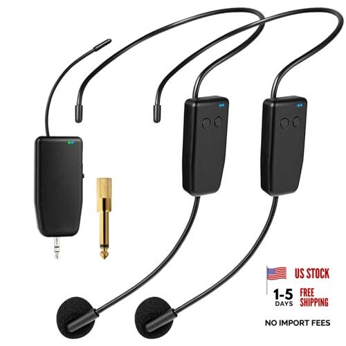 Wireless Microphone System for 2 People,160ft Range, 2.4G Dual Wireless